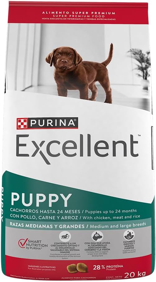 Excellent Cachorro Razas Medianas Y Grandes Sabor Pollo Y Arroz 20 Kg