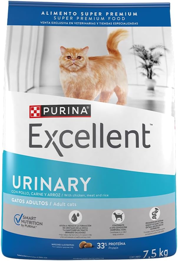 Purina Excellent Gato Adulto Urinario Sabor Pollo y Arroz 7.5 Kg