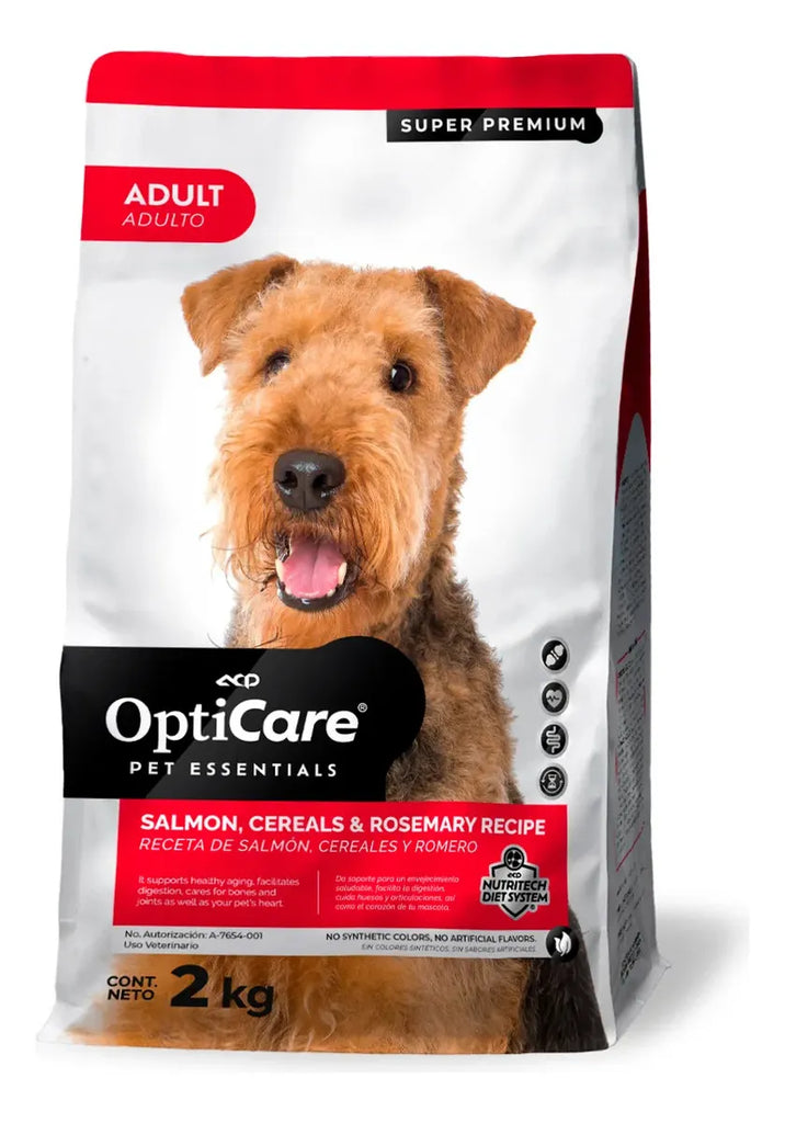 OptiCare Super Premium Perro Adulto Alimento Seco Receta De Salmón, Cereales Y Romero 2 Kg