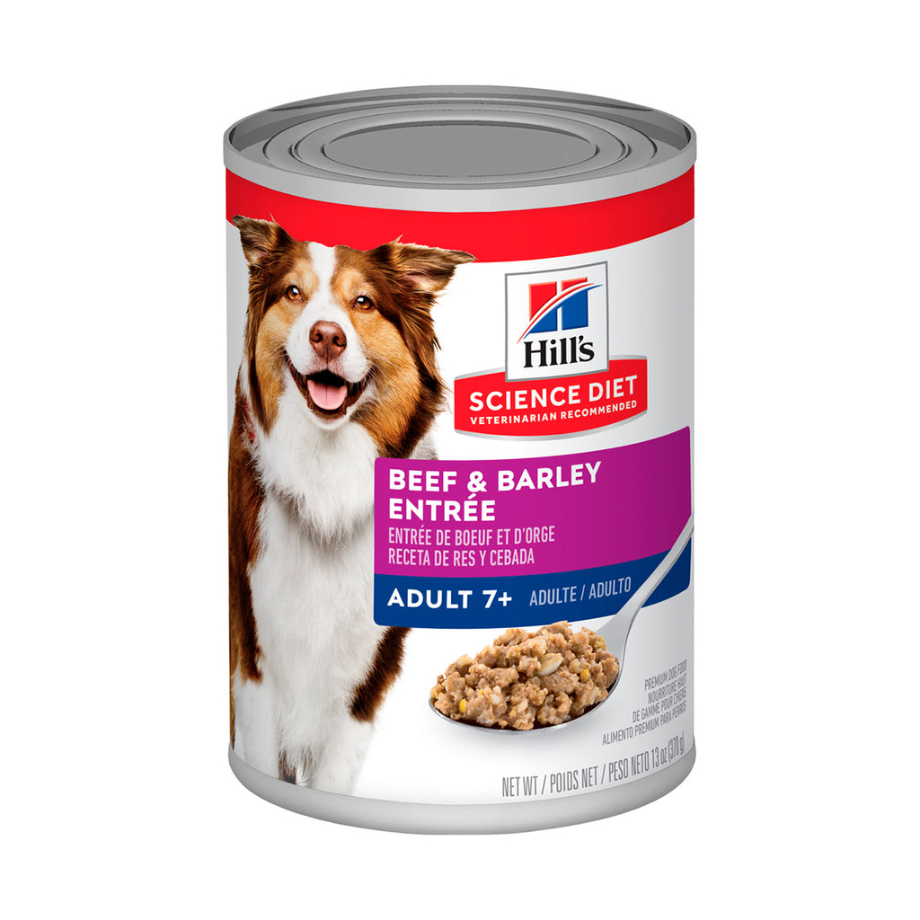 Hill's Science Diet Adult 7+ Res y Cebada alimento húmedo para perro senior 370 g