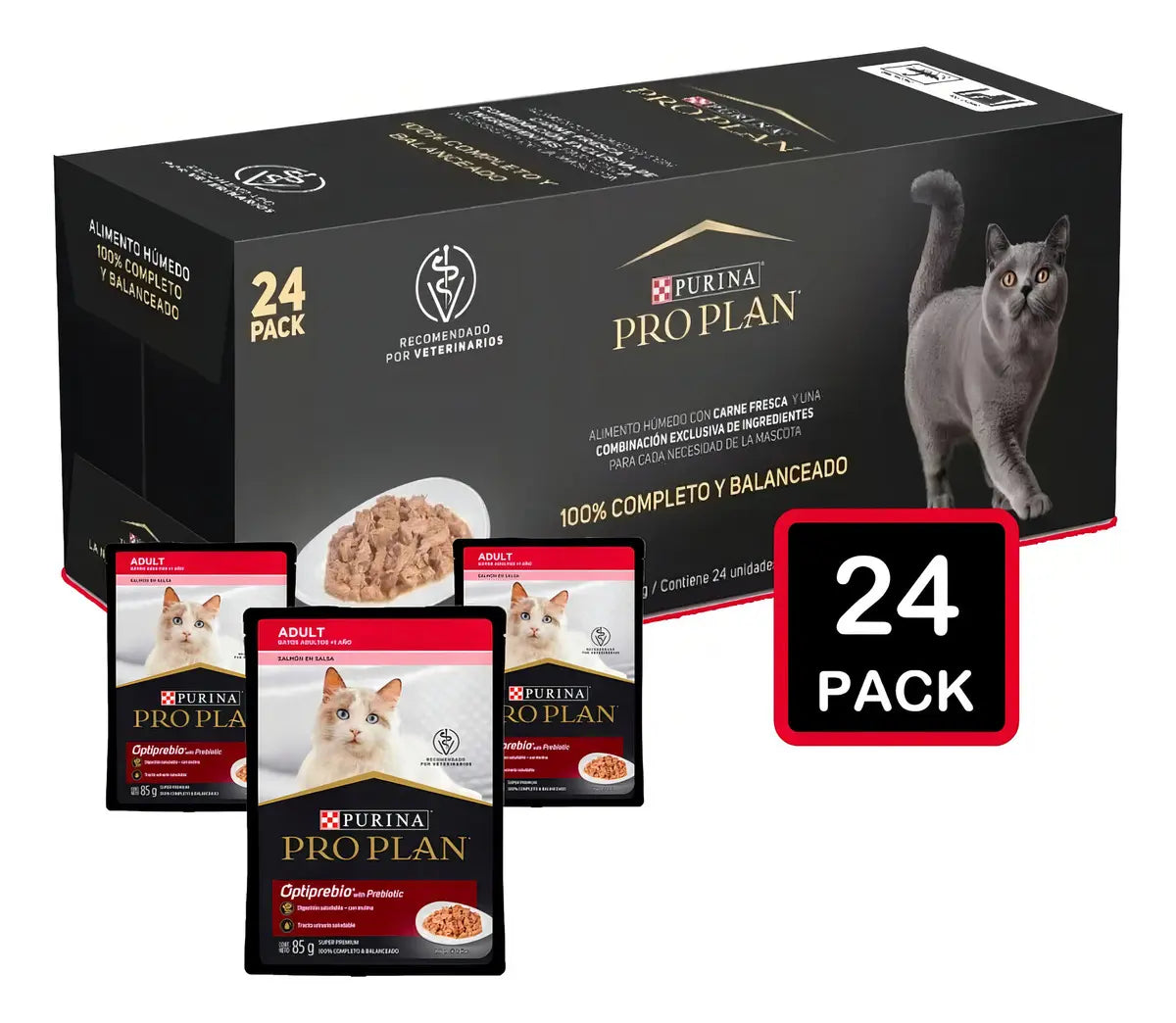 PROPLAN GATO ADULTO SALMON 24 PIEZAS 85G
