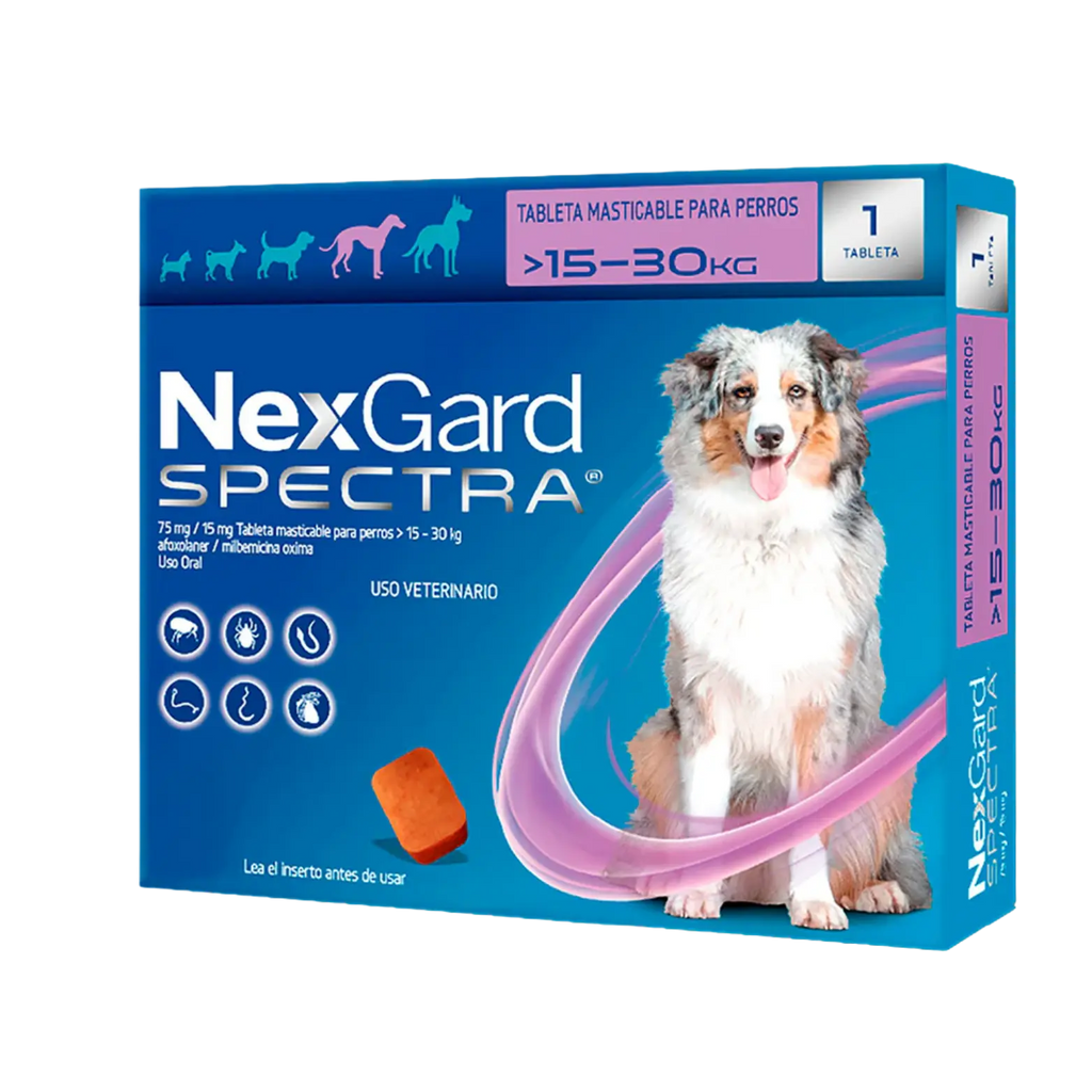 NexGard SPECTRA L 1 tableta masticable para perro de 15.1 a 30 Kg