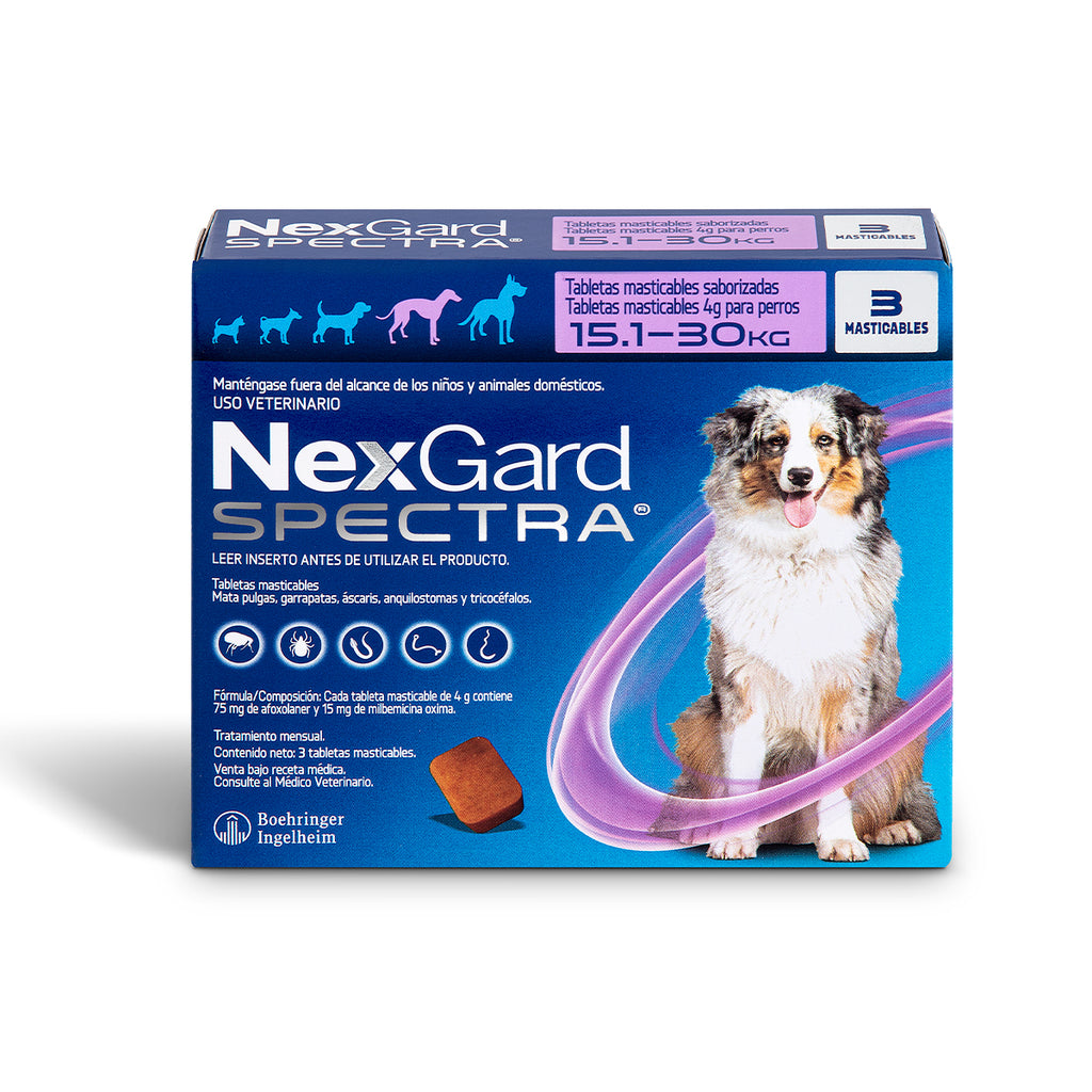 NexGard SPECTRA L 3 tabletas masticables para perro de 15.1 a 30 Kg