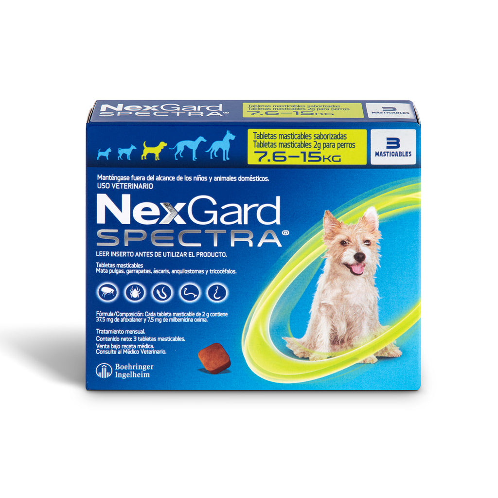 NexGard SPECTRA M 3 tabletas masticables para perro de 7.6 a 15 Kg
