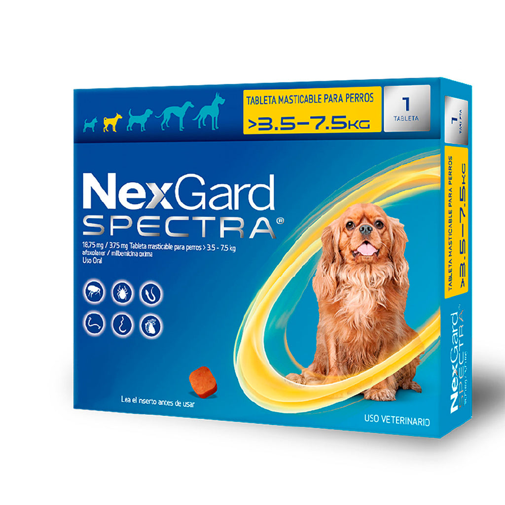 NexGard SPECTRA S 1 tableta masticable para perro de 3.6 a 7.5 Kg