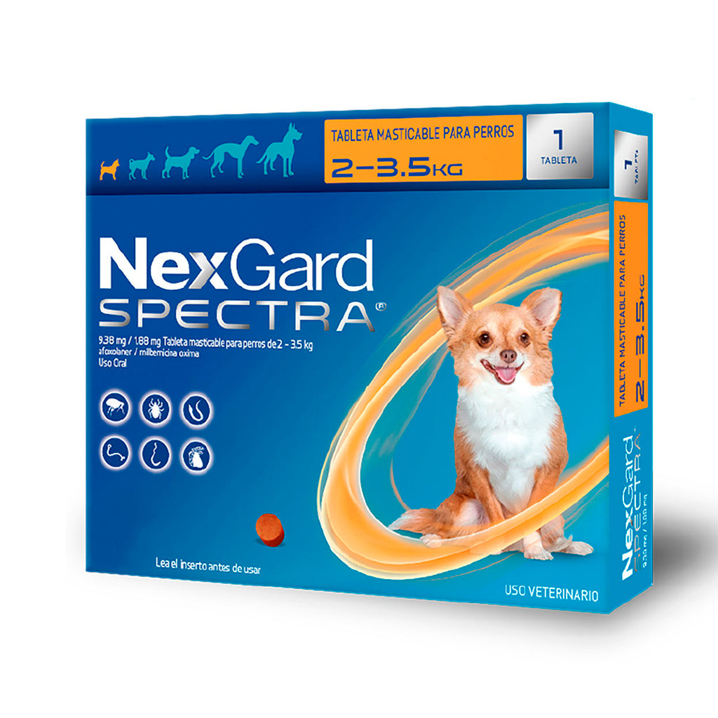 NexGard SPECTRA XS 1 tableta masticable para perro de 2 a 3.5 Kg