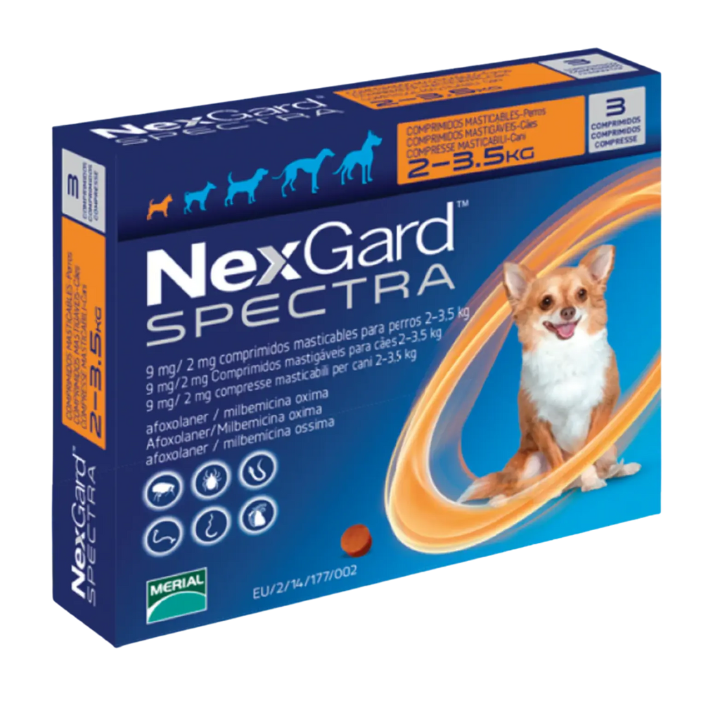 NexGard Spectra Perro XS 2-3.5 kg | 1 Masticable Antipulgas y Desparasitante