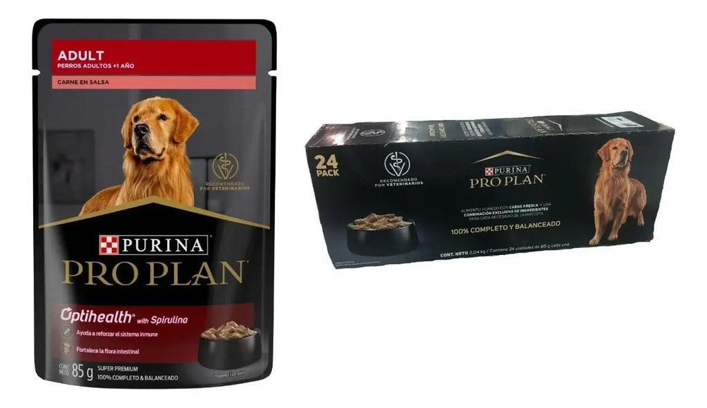 Pro Plan Adulto Carne en Salsa alimento húmedo para perro 85 g caja con 24 sobres